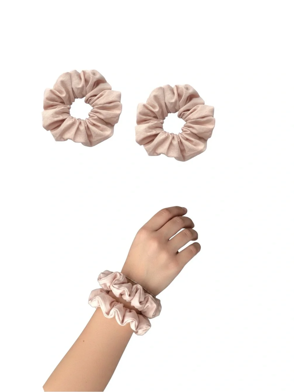 Soft Pale Pink Women's Scrunchie Hair Ties - Set of 4